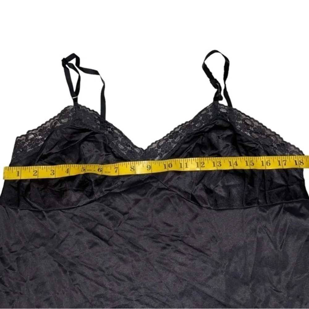 womens Vintage 90s Vanity Fair Black Slip lace midi Dress‎ 42 TT